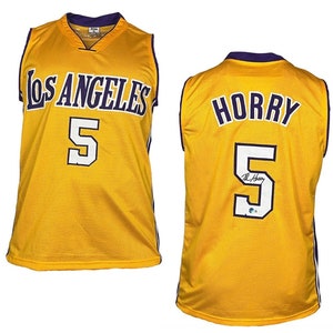 Robert Horry Signed Custom Los Angeles Yellow Basketball Jersey Beckett