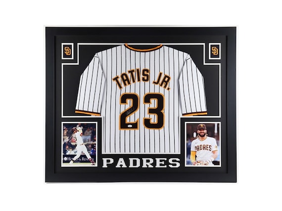 Fernando Tatis Jr Autographed 35x43 Custom Framed Padres Jersey