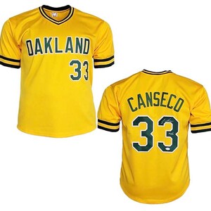 JOSE CANSECO OAKLAND A'S/MONTREAL EXPOS MAJESTIC COOPERSTOWN SIGNED JERSEYS