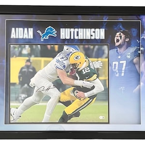 Aidan Hutchinson Signed Detroit Lions 3D Framed LED Lights 33x27 Photo Beckett