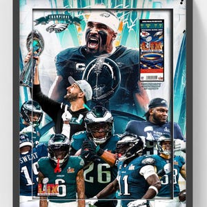 Super Bowl 59 Philadelphia Eagles VS Kansas City Replica Ticket 3D Frame 22x28
