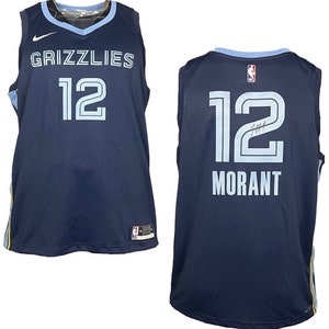 Ja Morant Signed Nike Men&#39;s Memphis Grizzlies #12 Navy Swingman Jersey JSA