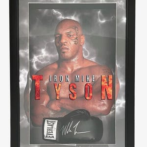 Mike Tyson Signed 3D Framed Everlast Boxing Glove With 3D With LED Lights 33x23 JSA