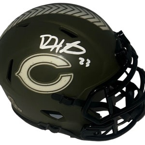Devin Hester Signed Chicago Bears Salute To Service White Sig Mini Helmet JSA