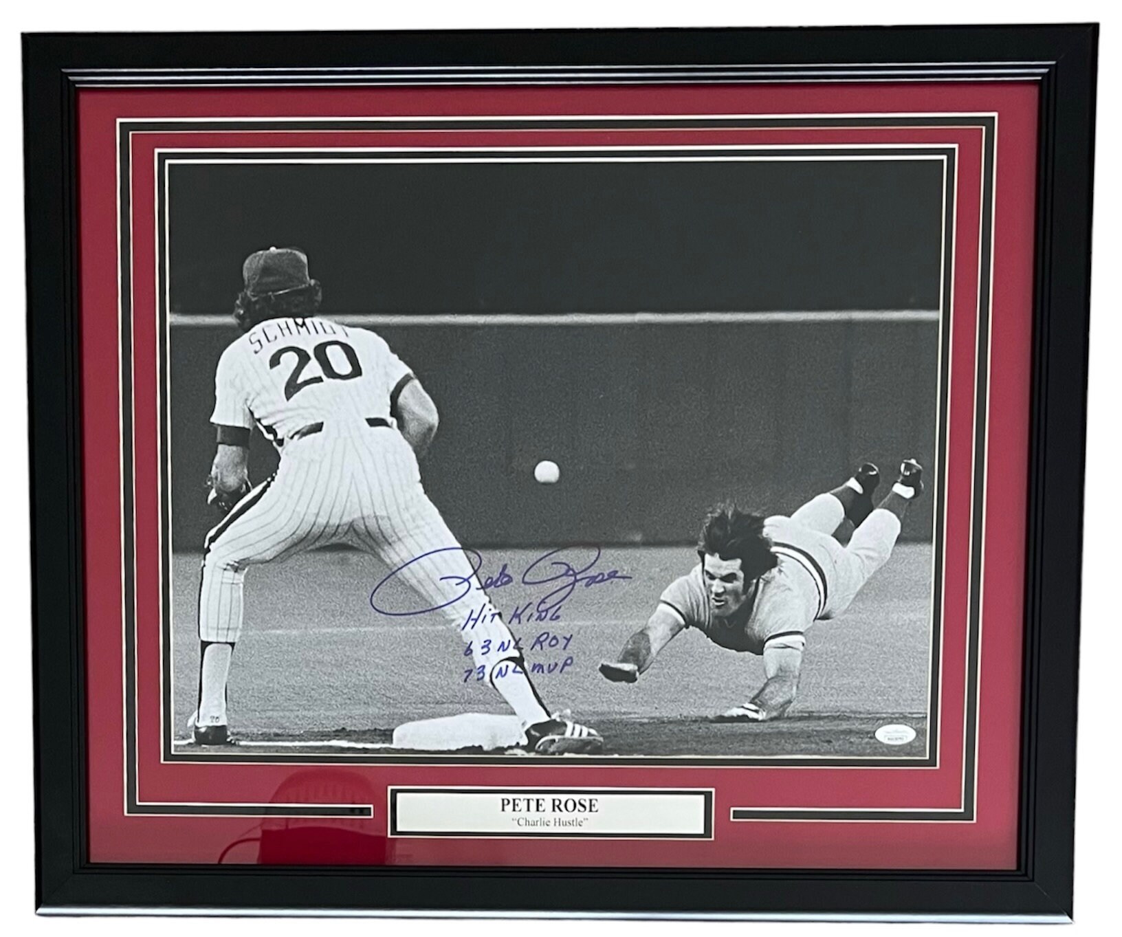 Pete Rose 1980 World Series Philadelphia Phillies Autographed Framed  Baseball Photo - 11x14 Framed Photo