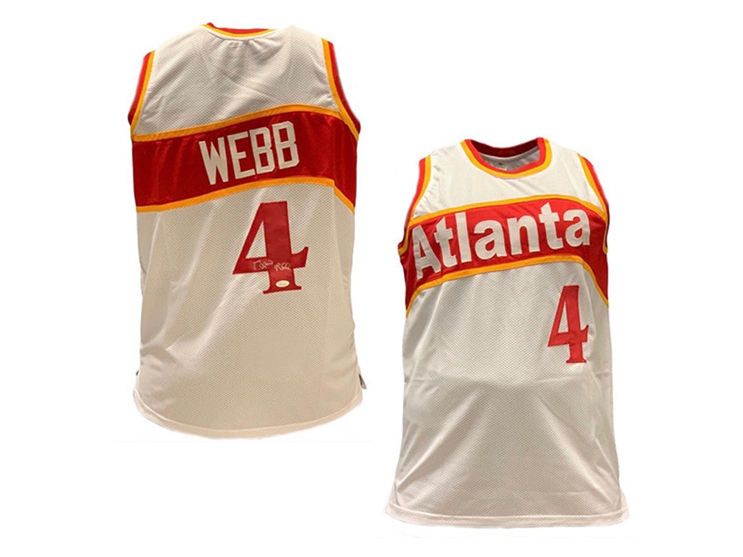 Autographed/Signed Spud Webb Atlanta White Basketball Jersey JSA COA