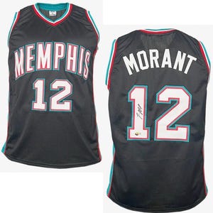Ja Morant Signed Custom Memphis Retro Black Basketball Jersey Beckett