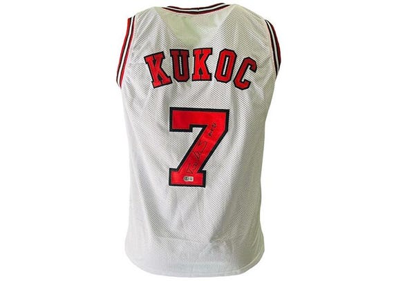Toni Kukoc Signed Chicago Custom White Basketball Jersey Beckett