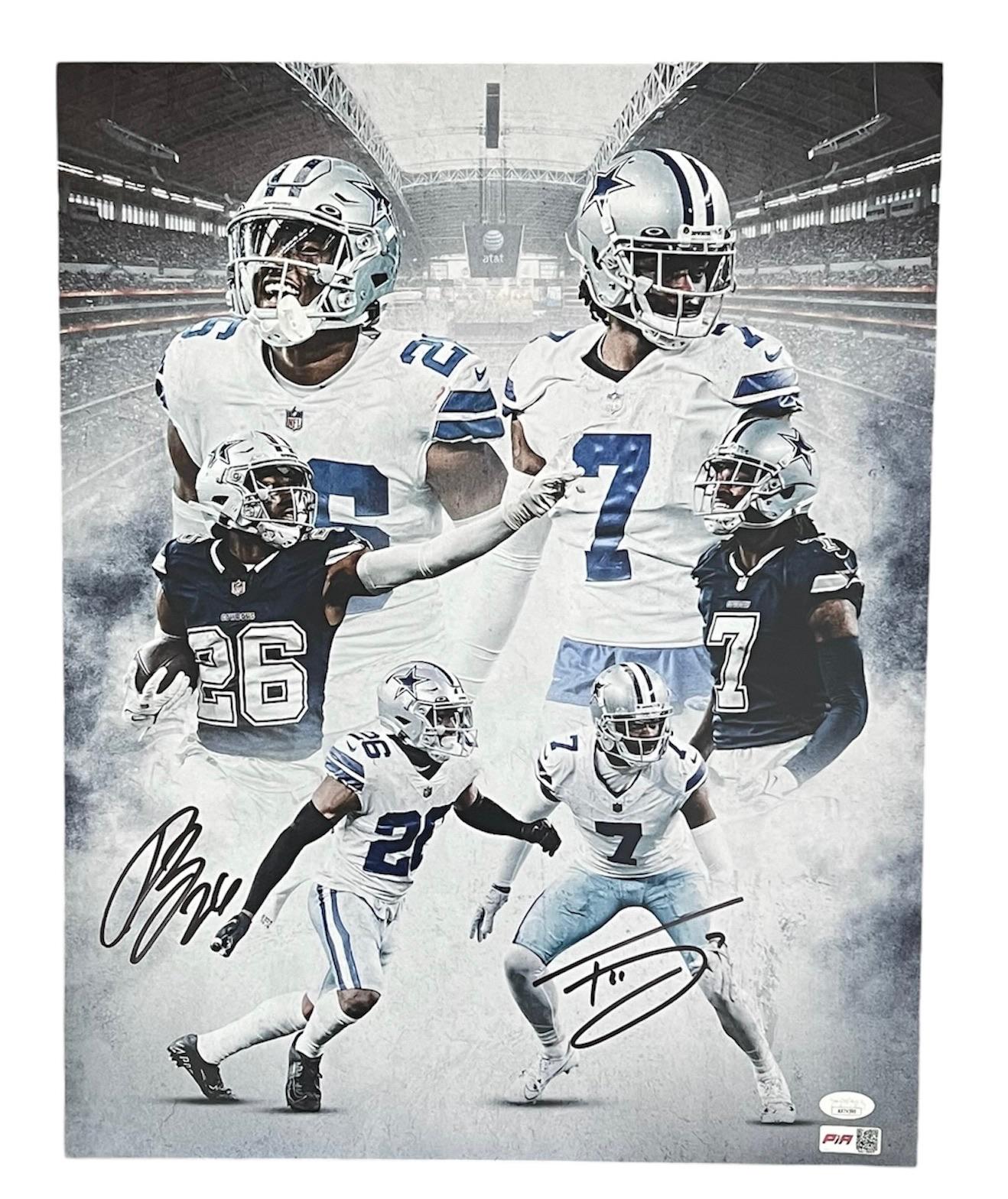 Trevon Diggs & Daron Bland Signed 16x20 Dallas Cowboys Photo JSA