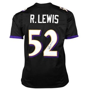 Ray Lewis Autographed Custom Black Football Jersey JSA