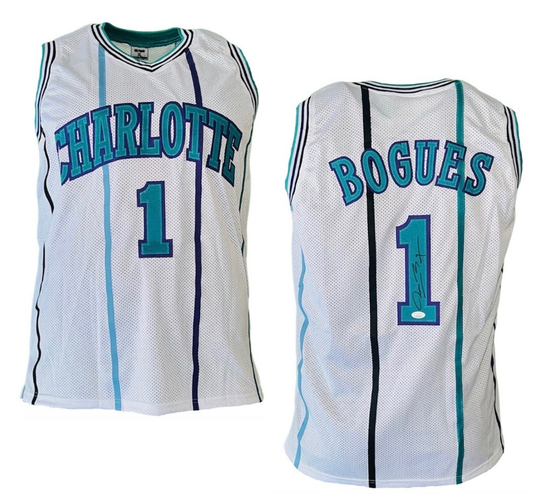 Muggsy Bogues Signed Charlotte Custom White Pinstripe Muggsy Bogues Signed Charlotte Custom White Pinstripe