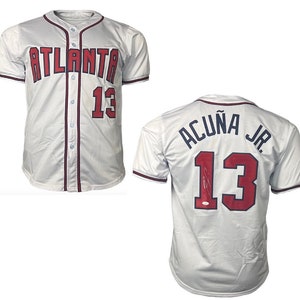 Ronald Acuna Jr. Autographed White Atlanta Custom Baseball Jersey JSA