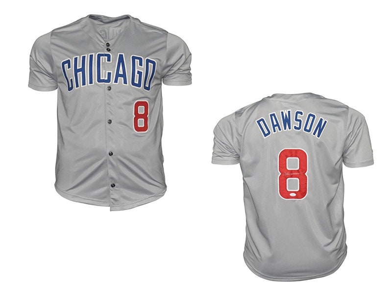 Andre Dawson Autographed Throwback Chicago Pro Style Baseball Jersey JSA