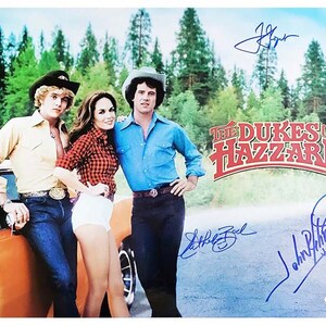 Dukes of Hazzard Signed John Schneider, Tom Wopat and Catherine Bach 16x20 Photo (JSA)
