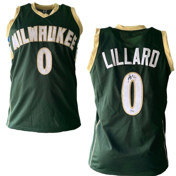 Damian Lillard signed Milwaukee Custom Green Basketball Jersey Beckett