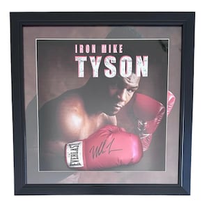 Mike Tyson Signed 3D Framed Red Everlast Boxing Glove With LED Lights JSA 26x26
