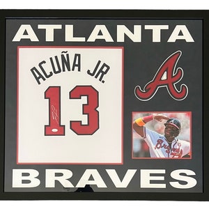 Ronald Acuna Jr. Autographed Atlanta Framed Baseball Jersey 32x36 (JSA)