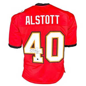Mike Alstott Signed Tampa Bay Red Custom Football Jersey (Beckett)