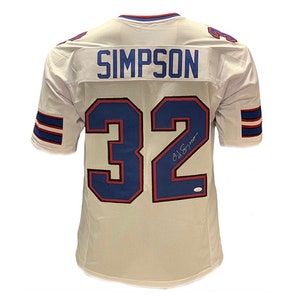 OJ Simpson Autograhed Pro-Style White Football Jersey (JSA)