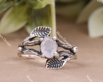 Rainbow Moonstone Ring, 925 Sterling Silver Gemstone Crystal Jewelry, Gift For Her.