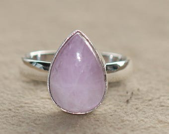 クンツァイトリング、925ソリッドスターリングシルバーリング、メンズ