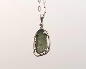 Genuine Moldavite Pendant, 925 Sterling Silver Handmade Women's Pendant, Gift For Mom