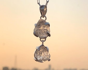 Ciondolo con diamante Herkimer fatto a mano: cristallo grezzo in argento sterling