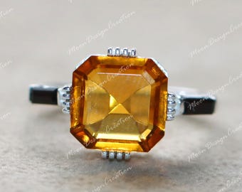 Anillo de plata de ley con citrino natural: piedra de nacimiento de noviembre