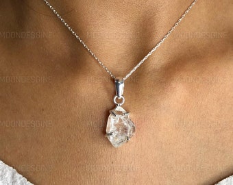 Herkimer Diamond Pendant, 925 Sterling Silver Handmade pendant, Raw Crystal Pendant, Gift For Women