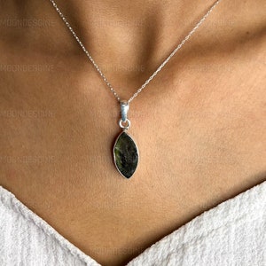 Natural Moldavite Pendant, Handmade Pendant, Sterling Silver Pendant, Rough Gemstone Pendant, Certified Czech Republic Moldavite Jewelry
