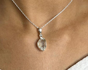 Herkimer Diamant Anhänger: Handgemachter 925 Sterling Silber Kristall