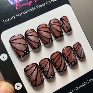 Brown Butterfly: Butterfly Nails, Short Nails, Cute Nails, Press Ons, Glue On Nails, Coffin Nails, Long Nails, Gel Nails, Fake Nails