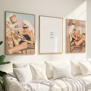 Fashion Magazine Poster Set of 3, Retro Magazine Print, Vintage Fashion Poster, Luxury Fashion, Trendy Wall Art Retro Fashion Magazine Cover