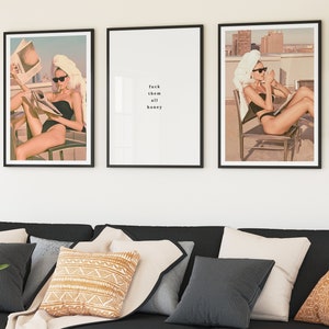 Fashion Magazine Poster Set of 3, Retro Magazine Print, Vintage Fashion Poster, Luxury Fashion, Trendy Wall Art Retro Fashion Magazine Cover