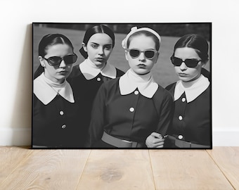 Modern Nuns, Black and White Art, Vintage Wall Art, Funny Wall Art, Retro Nuns Print, DIGITAL DOWNLOAD, PRINTABLE Art, Large Wall Art