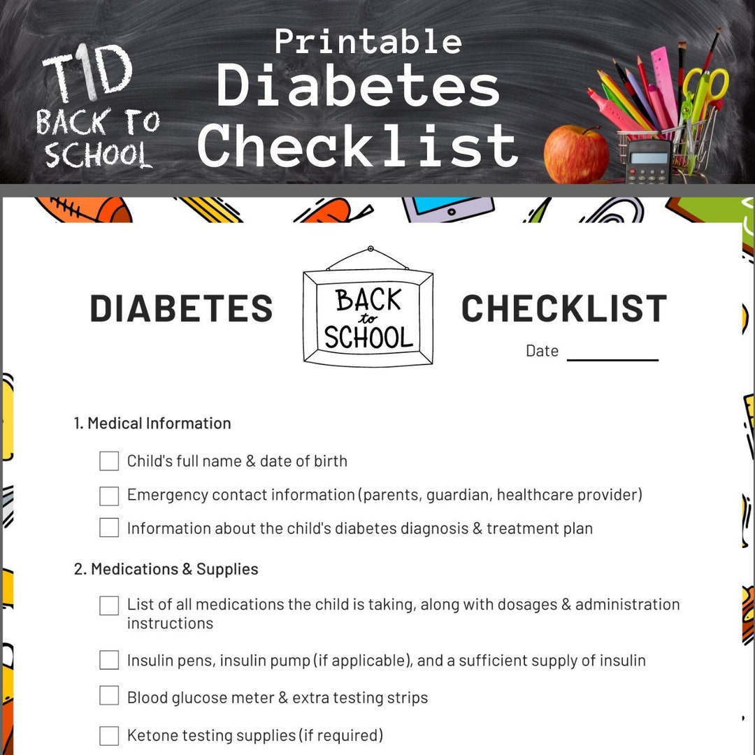 Type 1 Diabetes School Digital Download, Diabetes Education, School