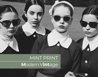 Modern Nuns, Black and White Art, Vintage Wall Art, Funny Wall Art, Retro Nuns Print, DIGITAL DOWNLOAD, PRINTABLE Art, Large Wall Art