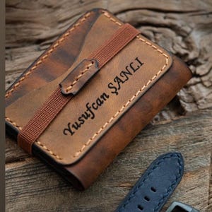Handmade Leather Wallet / Personalized Leather Men Wallet / Tobacco Leather Bifold Wallet / Fathers Day Gift for Him/ Monogrammed Wallet