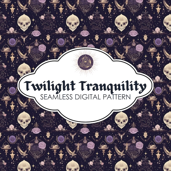 Twilight Tranquility Witchy Magick Seamless Digital Pattern