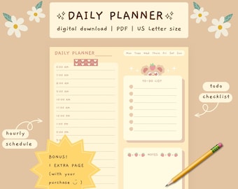 Printable Daily Planner, Cute Digital Planner, to Do List, Kawaii ...