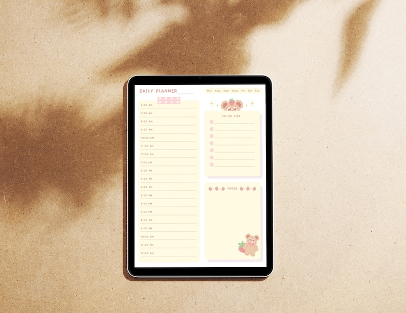 Printable Daily Planner, Cute Digital Planner, to Do List, Kawaii