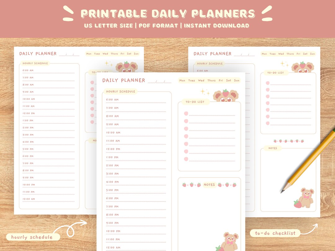 Printable Daily Planner Cute Digital Planner to Do List - Etsy