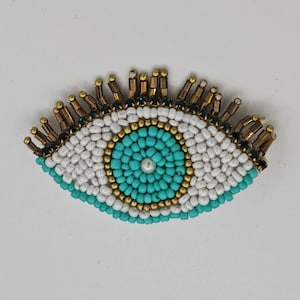 Handgemachte Perlen Augen Brosche: Einzigartiges Gesticktes Grünes Auge Geschenk für Sie | Gestickte Brosche Evil Eye