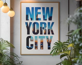 Arte de pared en lienzo: horizonte de la ciudad de Nueva York, impresión moderna urbana, decoración de pared grande