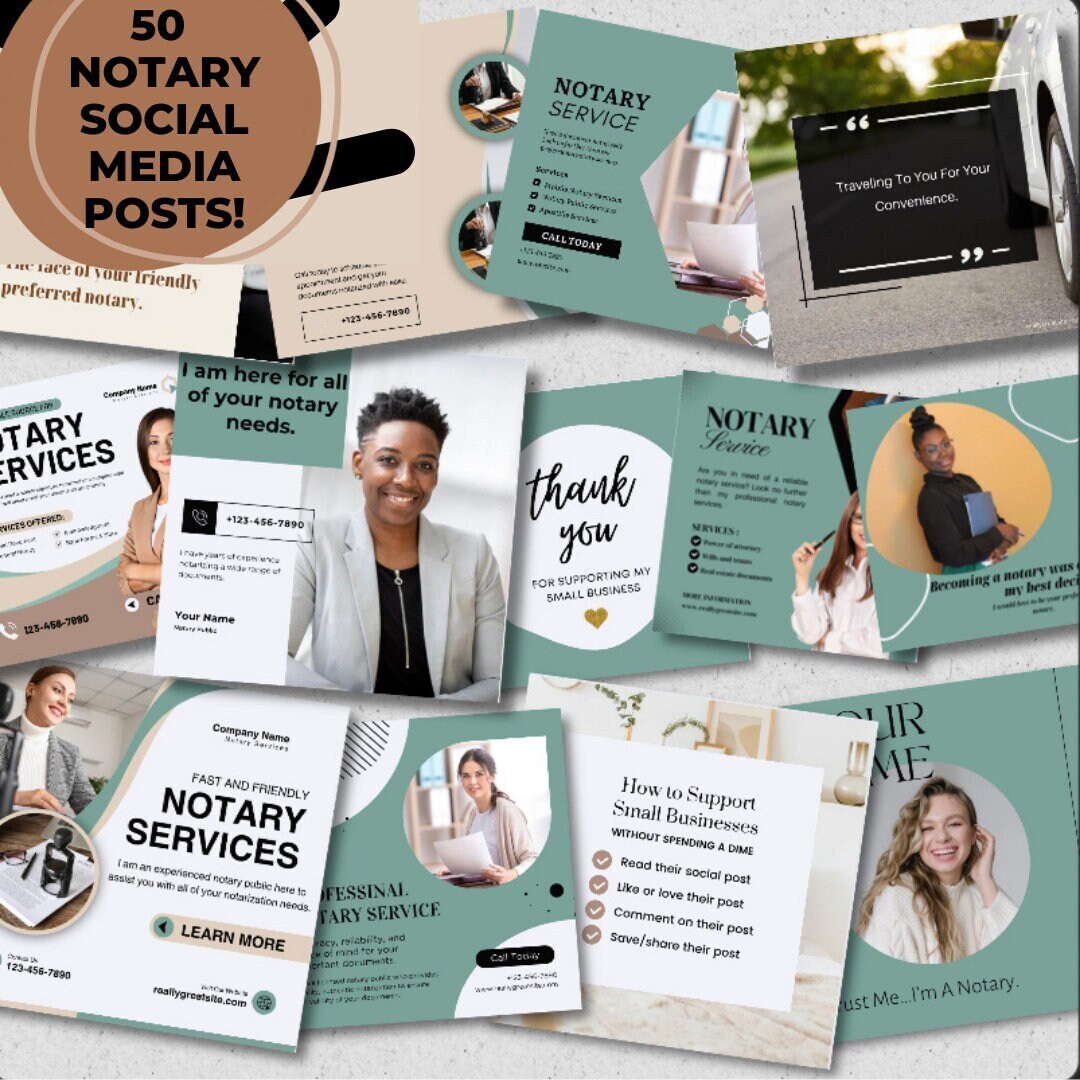 Notary Posts NOTARY SOCIAL MEDIA Posts for Notary Business|edit Templates in Canva ...