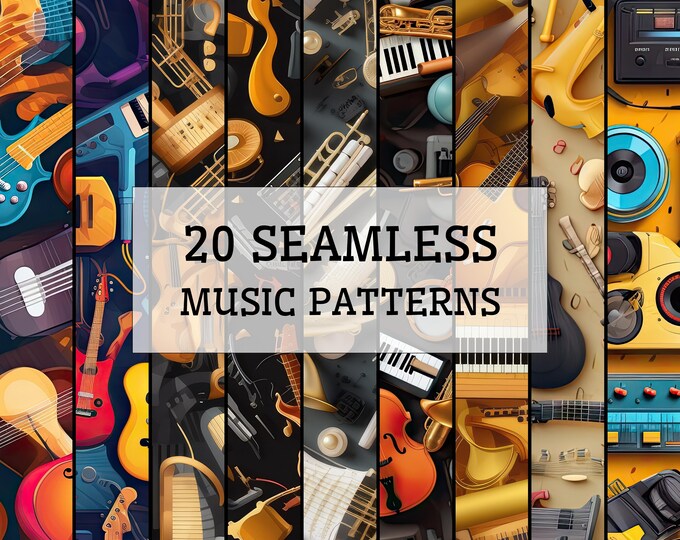 20 Seamless Music Patterns - High Quality Jpgs - Digital Paper ...