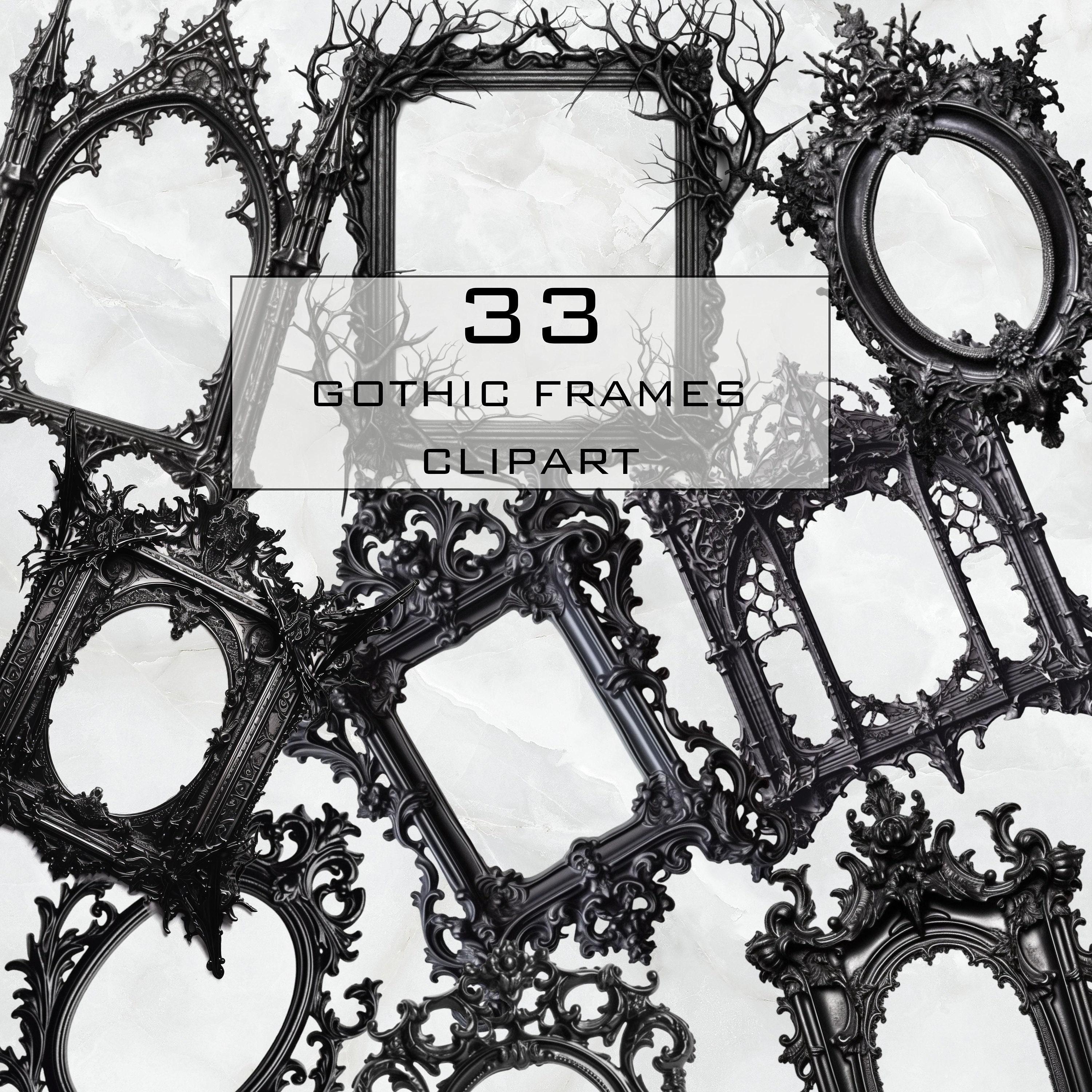 33 Gothic Frames Clipart High Quality PNGs Digital Etsy México