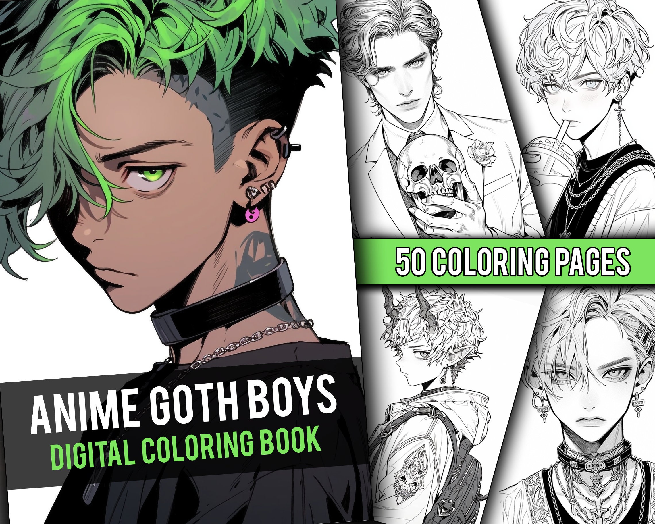 Goth Anime Boy Gothic Japanese Monster Vaporware Aesthetic - Goth - Pin