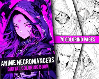 Anime Necromancers Coloring Book 70 Page Manga Fantasy Coloring Pages for Children & Adults, Instant Download, Printable PDF