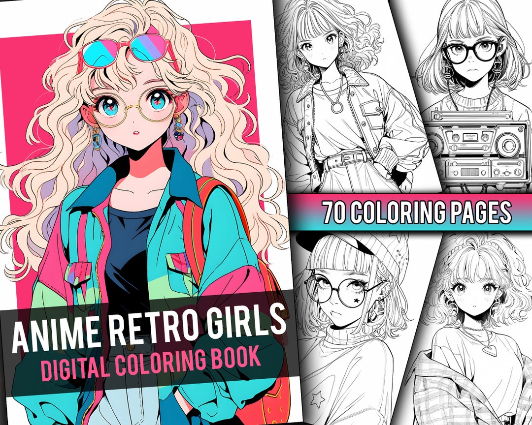 Anime Retro Girls Coloring Book 70 Page Manga Fantasy Anime Coloring ...